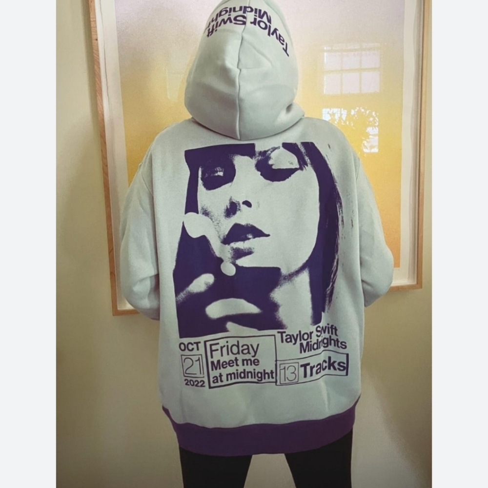 Taylor Swift Midnights Hoodie Sweater Concert Merch 2022 Swiftie Light Blue